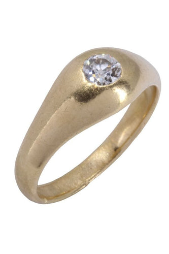 Bague 59 JONC ANGLAIS OR JAUNE DIAMANT 58 Facettes 078151