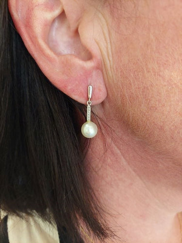 Boucles d'oreilles BOUCLES D'OREILLES PENDANTES PERLES ET DIAMANTS 58 Facettes 071921