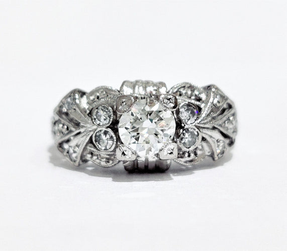 Bague 56.5 Bague 1930 Or gris Diamants 58 Facettes 1-981/2