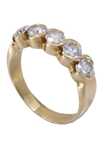 Bague 52 DEMI-ALLIANCE 5 DIAMANTS 58 Facettes 078111