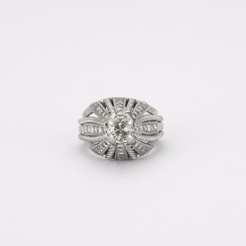 Bague 48 Bague Dôme Or gris Diamants 58 Facettes