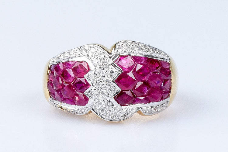 Bague Bague diamant rubis en or massif 18 carats 58 Facettes 41400026-63