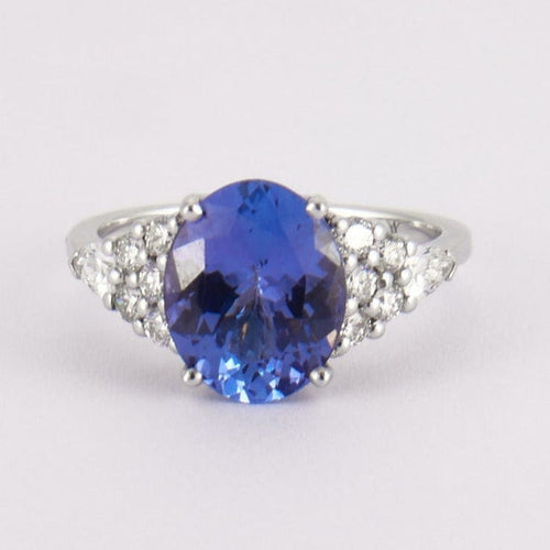 Bague 54 Bague Tanzanite, en or gris, diamants 58 Facettes
