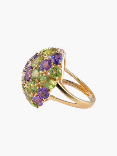 Bague 53 Bague Dôme Améthyste Péridots Diamants 58 Facettes