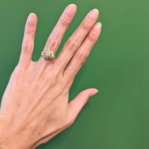 Bague Bague panthère en or et pavage diamants 58 Facettes