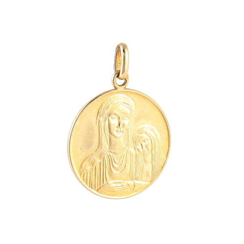 Pendentif Médaille Sainte-Anne et Vierge à l'enfant 58 Facettes
