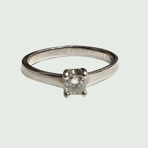 Bague 54 Solitaire - Collier contemporain en or 18 carats du XXe siècle avec diamant 58 Facettes Q966A