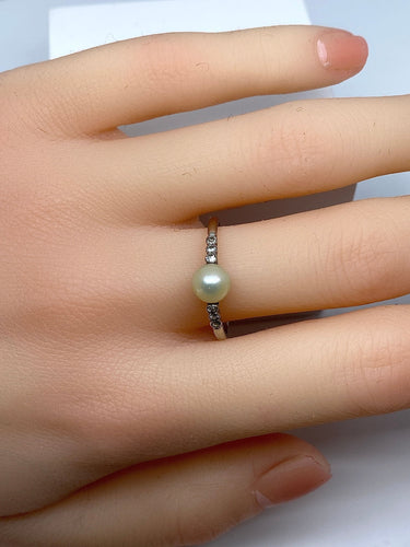 Bague 59 Bague Diamants Perle fine 58 Facettes AB162