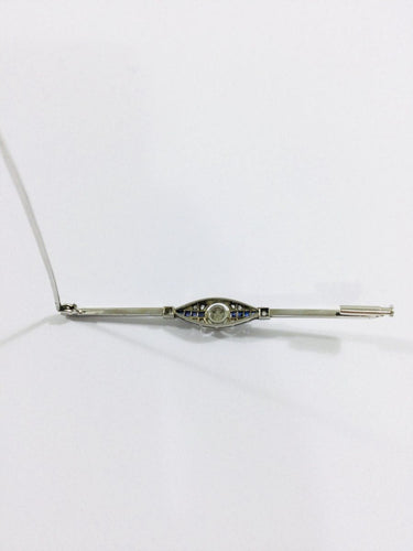 Broche Broche Art Déco Or Blanc Diamants Saphirs 58 Facettes