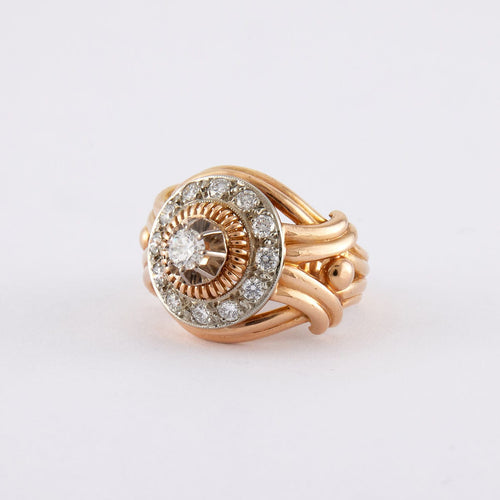 Bague 49 Bague 2 ors Diamants motif godronné tressé 58 Facettes JB22