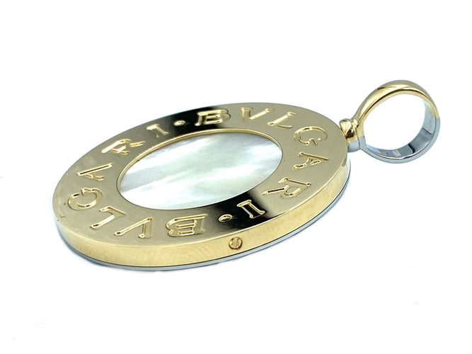Pendentif BVLGARI - Pendentif Vintage Double Face or, acier, onyx et nacre 58 Facettes