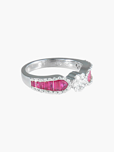Bague 52 Bague Jarretière Rubis et Diamants 58 Facettes