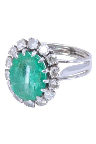 Bague BAGUE POMPADOUR ÉMERAUDE DIAMANTS 58 Facettes 075471