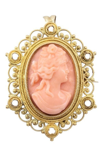 Pendentif PENDENTIF BROCHE CAMÉE ET PERLES 58 Facettes 066391