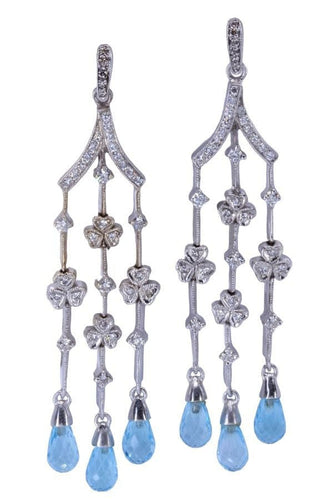 Boucles d'oreilles BOUCLES D'OREILLES PENDANTES TOPAZES ET DIAMANTS 58 Facettes 074091