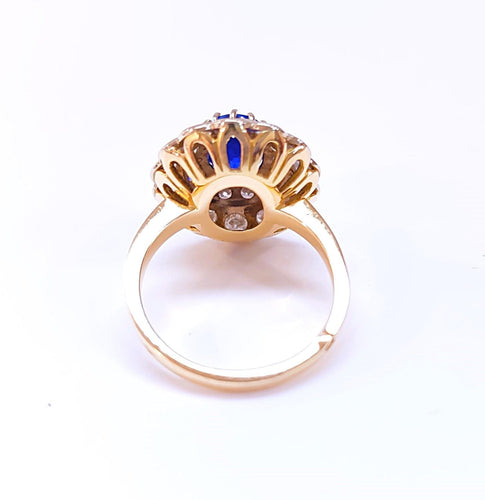 Bague 55 Bague pompadour saphir et diamants 58 Facettes 2-RANG.S