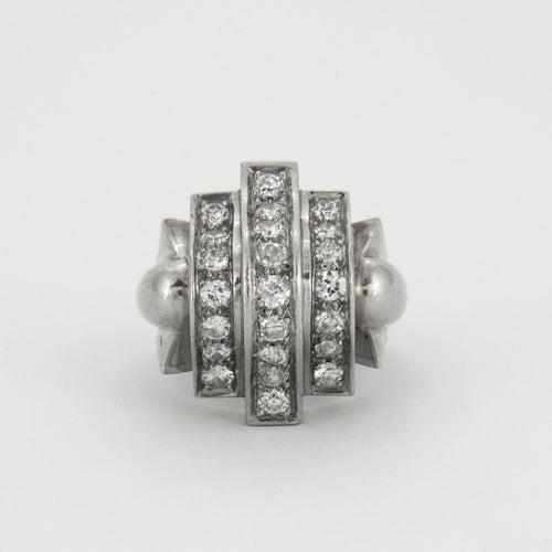 Bague 53 Bague Dôme Platine Diamants 58 Facettes