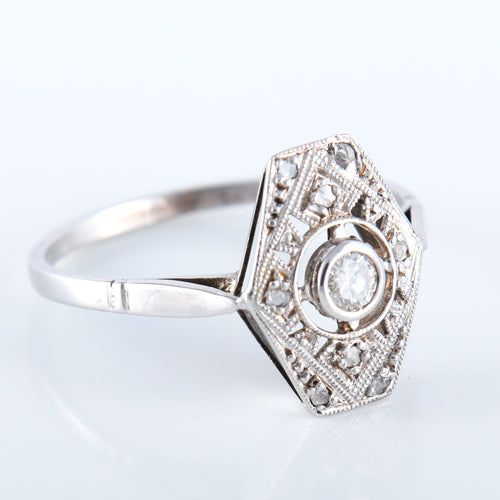 Bague 53 Bague Art Déco platine or blanc diamants 58 Facettes 2334
