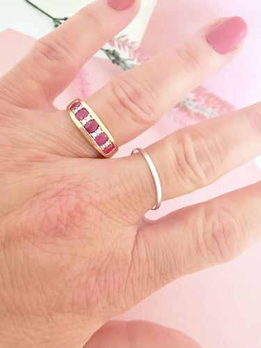 Bague Bague Anneau Demi Alliance Rubis & Diamants 58 Facettes AA 1579