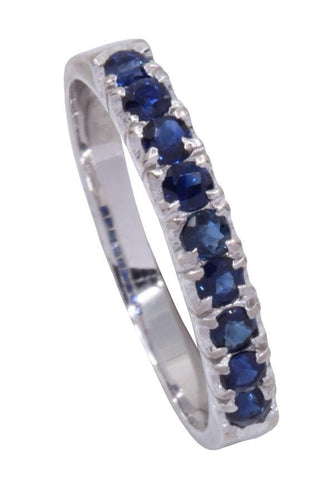 Bague 50 Demi alliance Or blanc Spinelles bleues 58 Facettes 082011