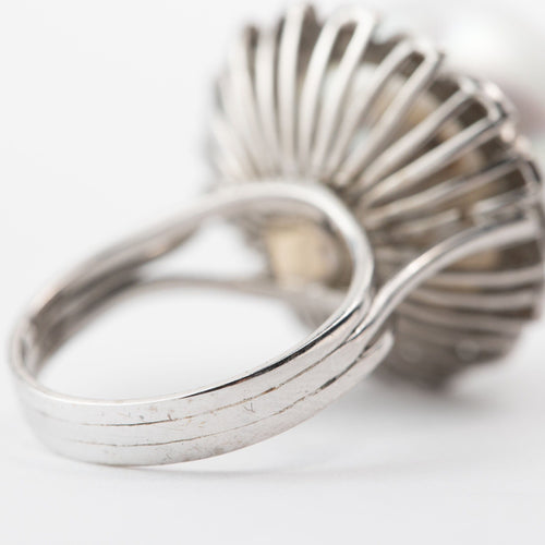 Bague 53 Bague platine, diamants et perles de culture 58 Facettes