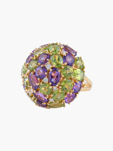Bague 53 Bague Dôme Améthyste Péridots Diamants 58 Facettes