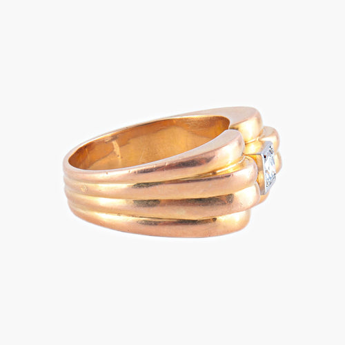 Bague Bague Rétro 1940 or jaune et diamant 58 Facettes 462