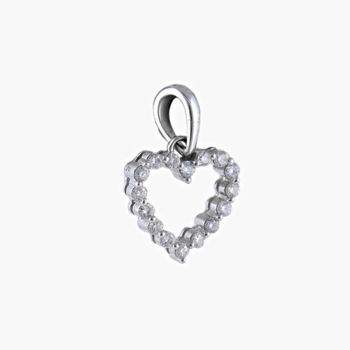 Pendentif Pendentif "coeur" or blanc et diamants 58 Facettes P1L17