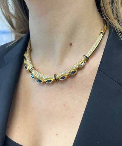 Collier Collier Or Jaune Saphirs Diamants 58 Facettes 20400000735