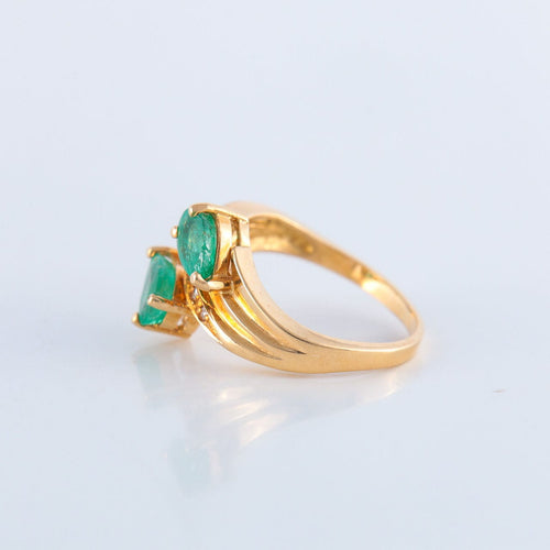 Bague 49 Bague Toi & Moi Emeraudes 58 Facettes Ref JE120