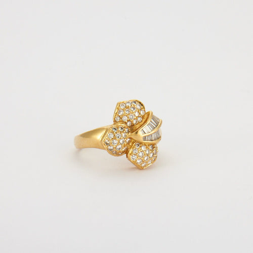 Bague 51 Bague fleur or jaune, diamants 58 Facettes HS20988