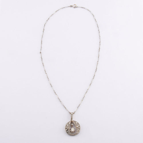 Collier Collier Art Déco en or gris, diamants 58 Facettes