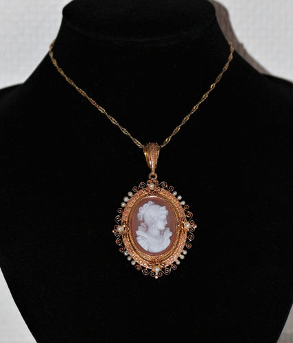 Broche Broche-Pendentif XIXe camée et perles 58 Facettes 459.1