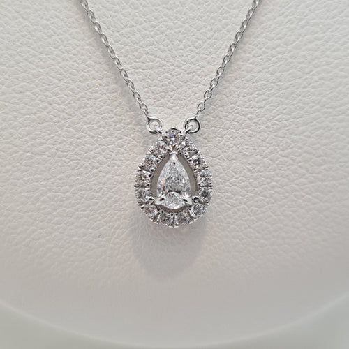 Collier Collier poire en Or blanc & diamants 58 Facettes