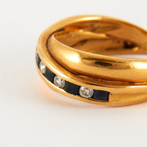 Bague 51 Bague en Or jaune, diamants & saphirs 58 Facettes