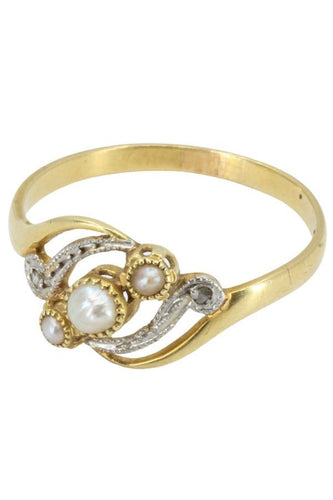 Bague 61 BAGUE PERLES ET DIAMANTS ART NOUVEAU 58 Facettes 049661