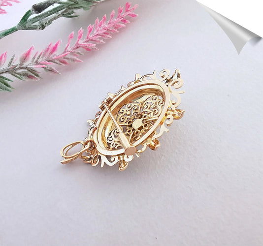 Pendentif Pendentif  Broche Grenats Perles de culture 58 Facettes AB 1083