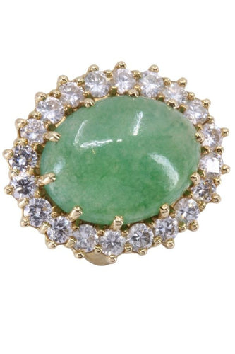 Bague 50 BAGUE POMPADOUR OR JAUNE JADE ET DIAMANTS 58 Facettes 077901