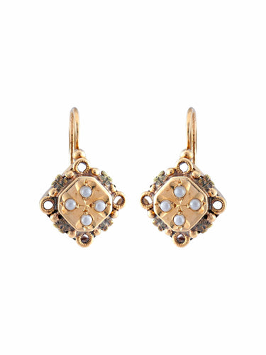 Boucles d'oreilles Dormeuses d'époque Napoléon III Perles 58 Facettes