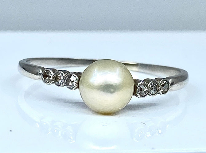 Bague 59 Bague Diamants Perle fine 58 Facettes AB162