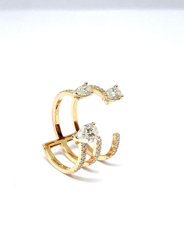 Bague Bague en or jaune et diamants forme poire 58 Facettes