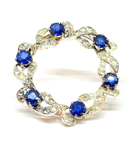 Broche Broche ancienne diamants et saphirs 58 Facettes