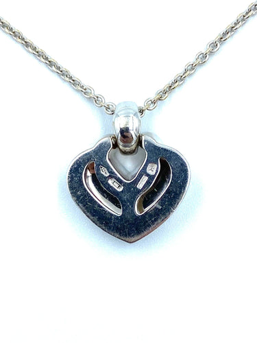 Collier Bvlgari. Pendentif Doppio Cuore or blanc et diamants 58 Facettes