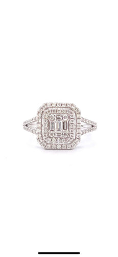 Bague 55 Bague Princesse or blanc diamants 58 Facettes