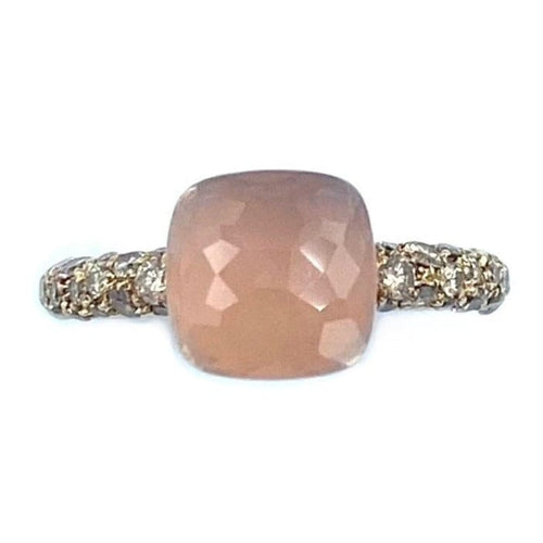 Bague POMELLATO - bague Nudo , quartz rose, diamants bruns 58 Facettes