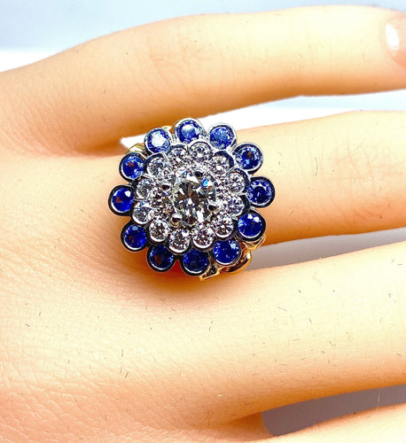 Bague 51 Bague Or blanc Diamants Saphirs 58 Facettes AB241