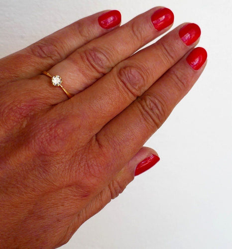 Bague 54 Solitaire diamant, or jaune 58 Facettes