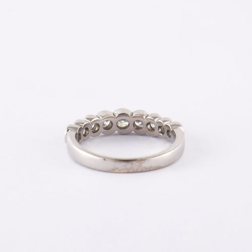 Bague 52 Demi Alliance Or Blanc Diamants 58 Facettes