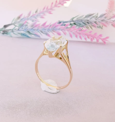 Bague Bague Aigue-marine Or Jaune 58 Facettes AA 1481