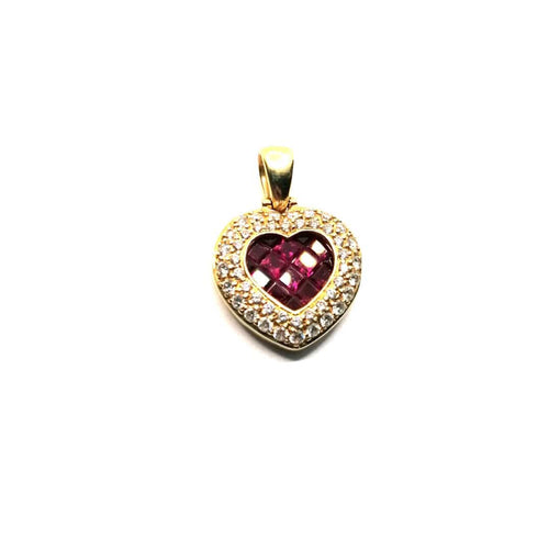 Pendentif PENDENTIF COEUR RUBIS DIAMANTS 58 Facettes 3334